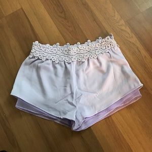 J.O.A. Los Angeles lavender lace shorts